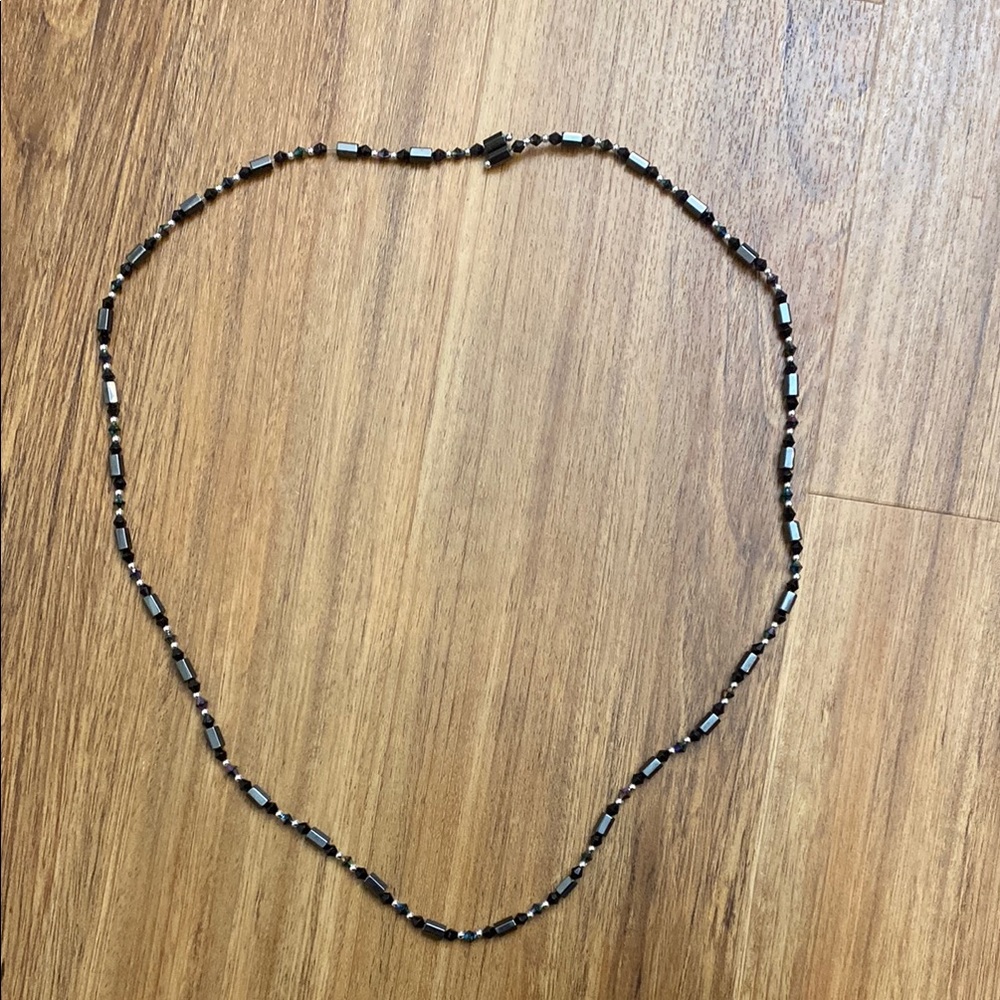 Magnetic Black Beaded Necklace/Bracelet with Textured Design